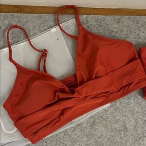 NWT Cupshe V Neck Twist Wrapped Top and Spliced High Waist bikini Size L